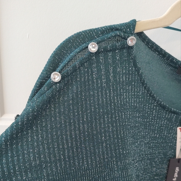 Cable & Gauge Sparkle Sweater in Hunter - Picture 3 of 6